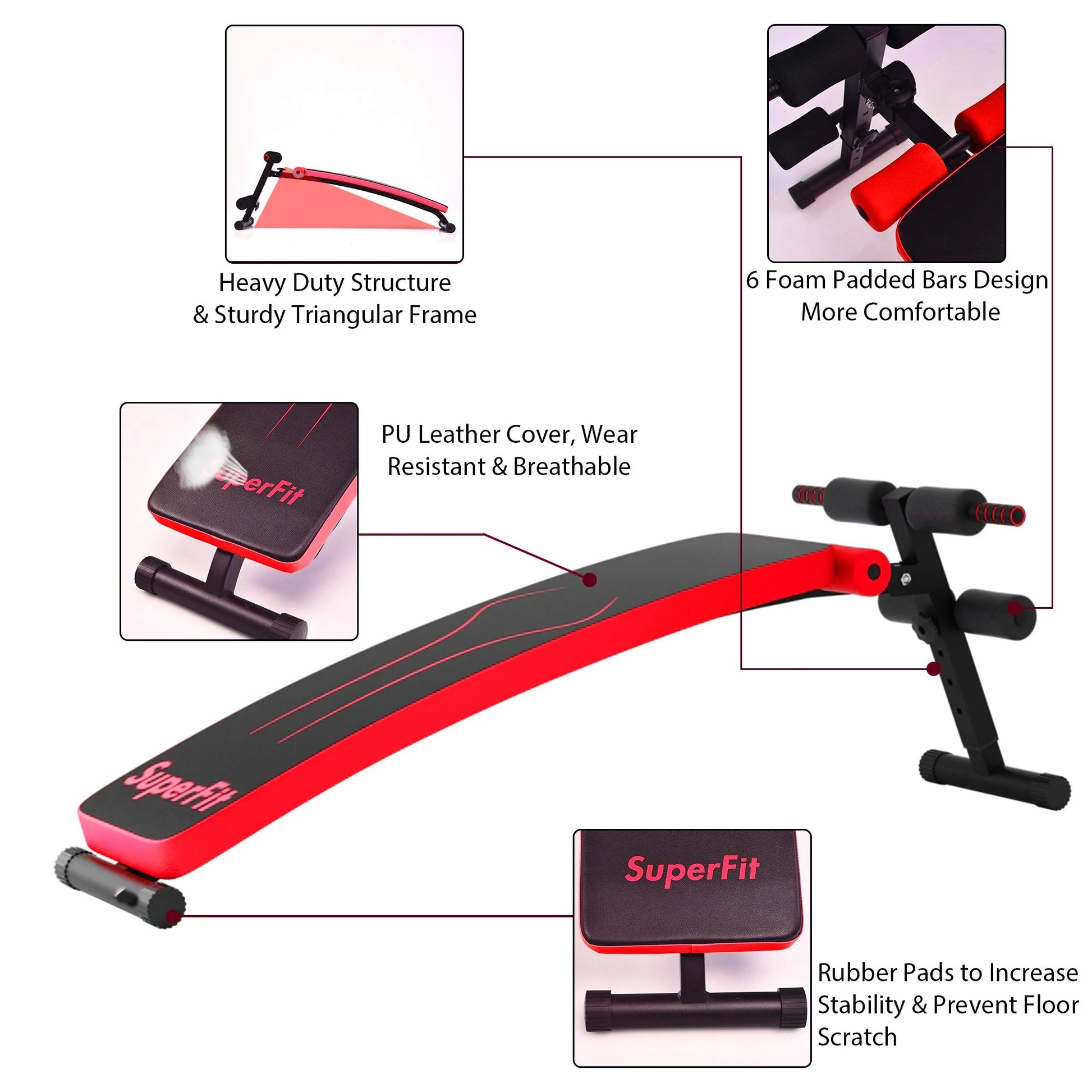 Adjustable Sit up Bench, Abdominal Training Workout Slant Bench
