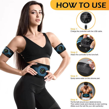 EMS Abdominal Fitness Suit Intelligent Massage Abdominal Belt Sticker Can Be Used with Water Spray without Gel Pad USB Charging