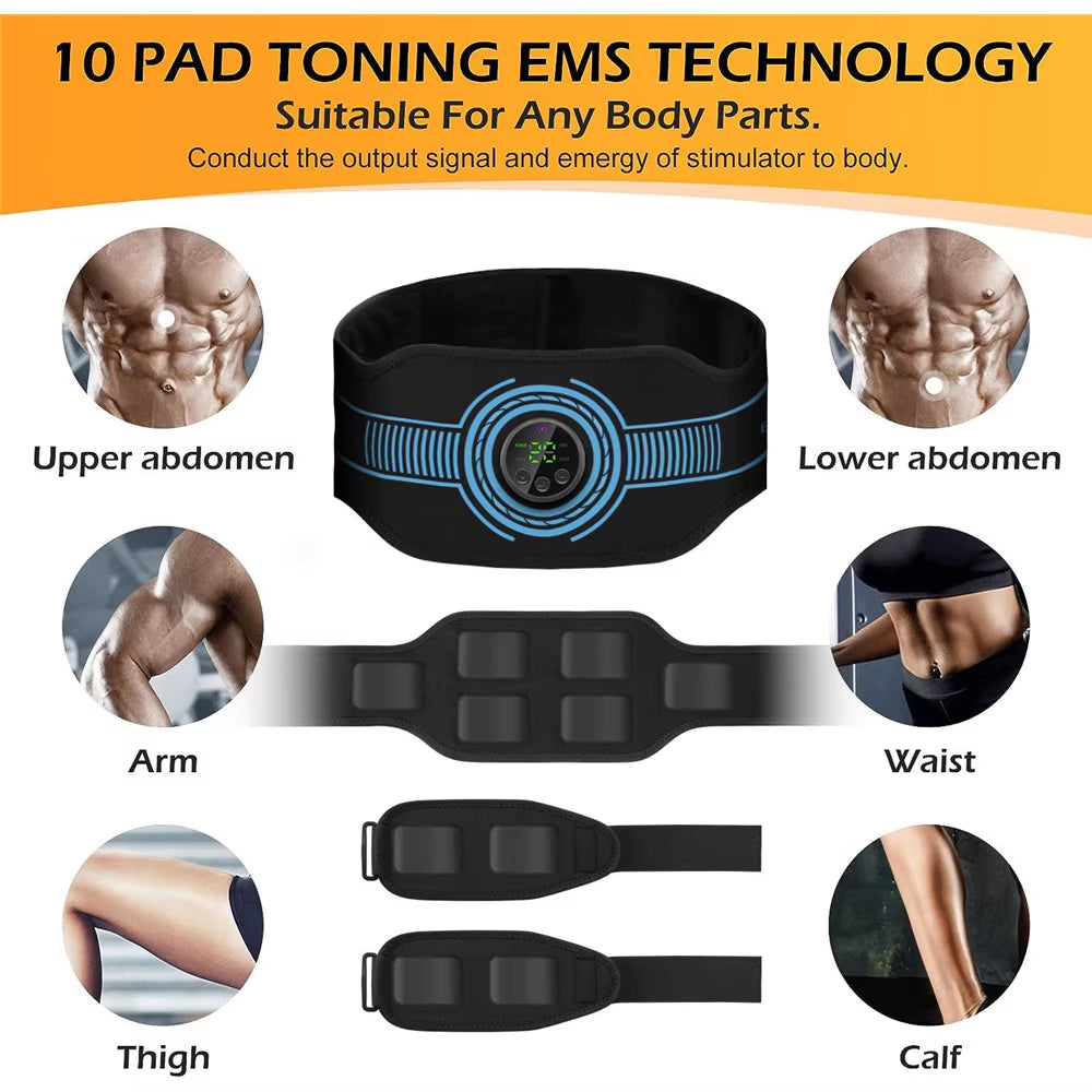 EMS Abdominal Fitness Suit Intelligent Massage Abdominal Belt Sticker Can Be Used with Water Spray without Gel Pad USB Charging