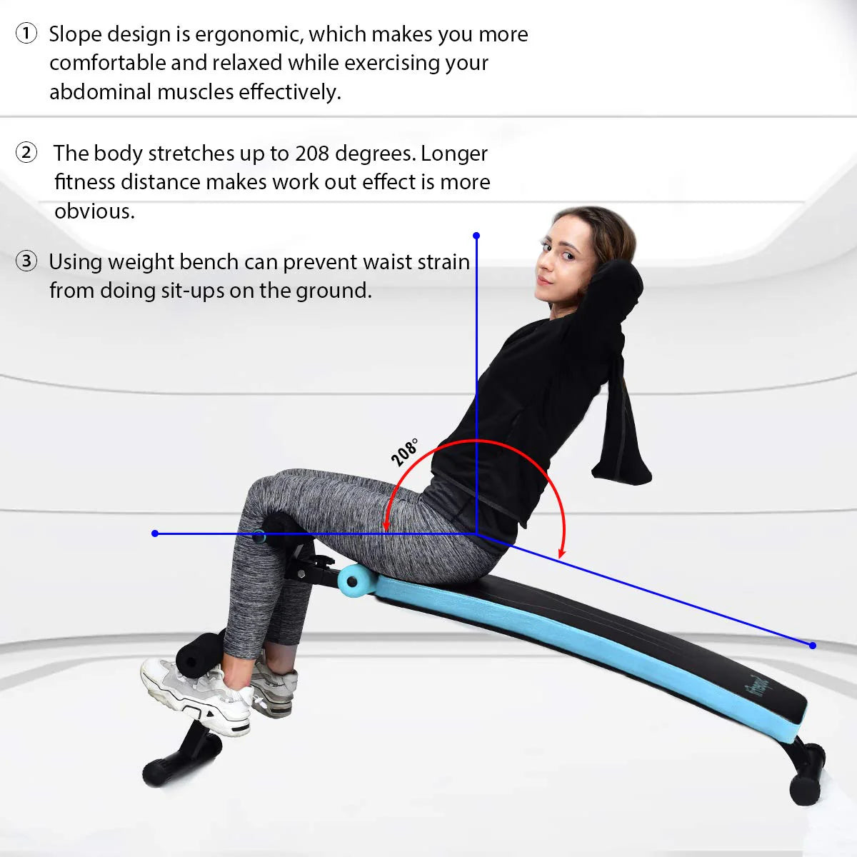 Adjustable Sit up Bench, Abdominal Training Workout Slant Bench
