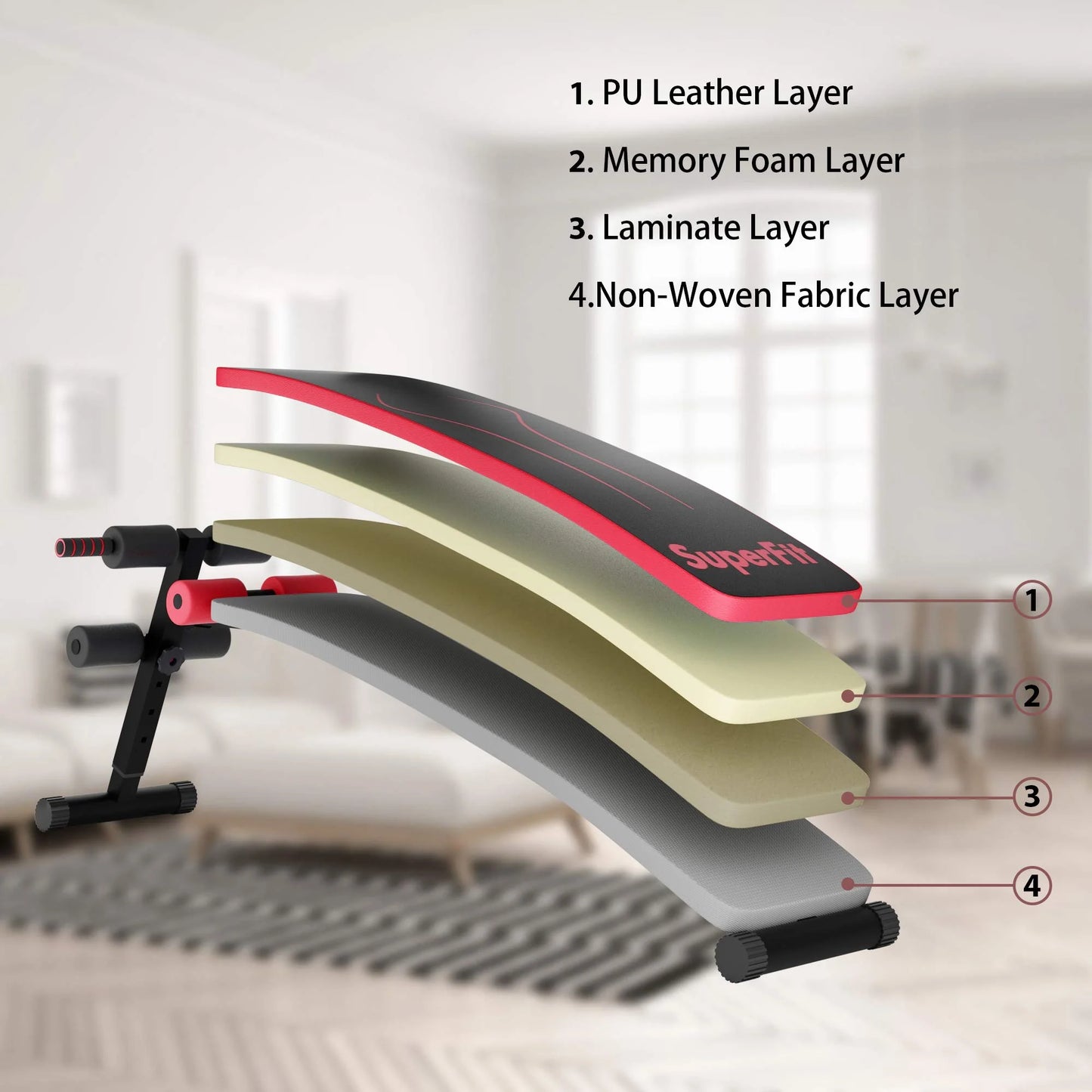 Adjustable Sit up Bench, Abdominal Training Workout Slant Bench